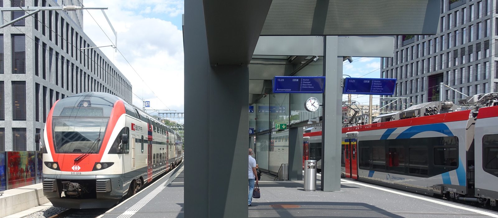 Trains du Léman Express en gare de Lancy-Pont-Rouge